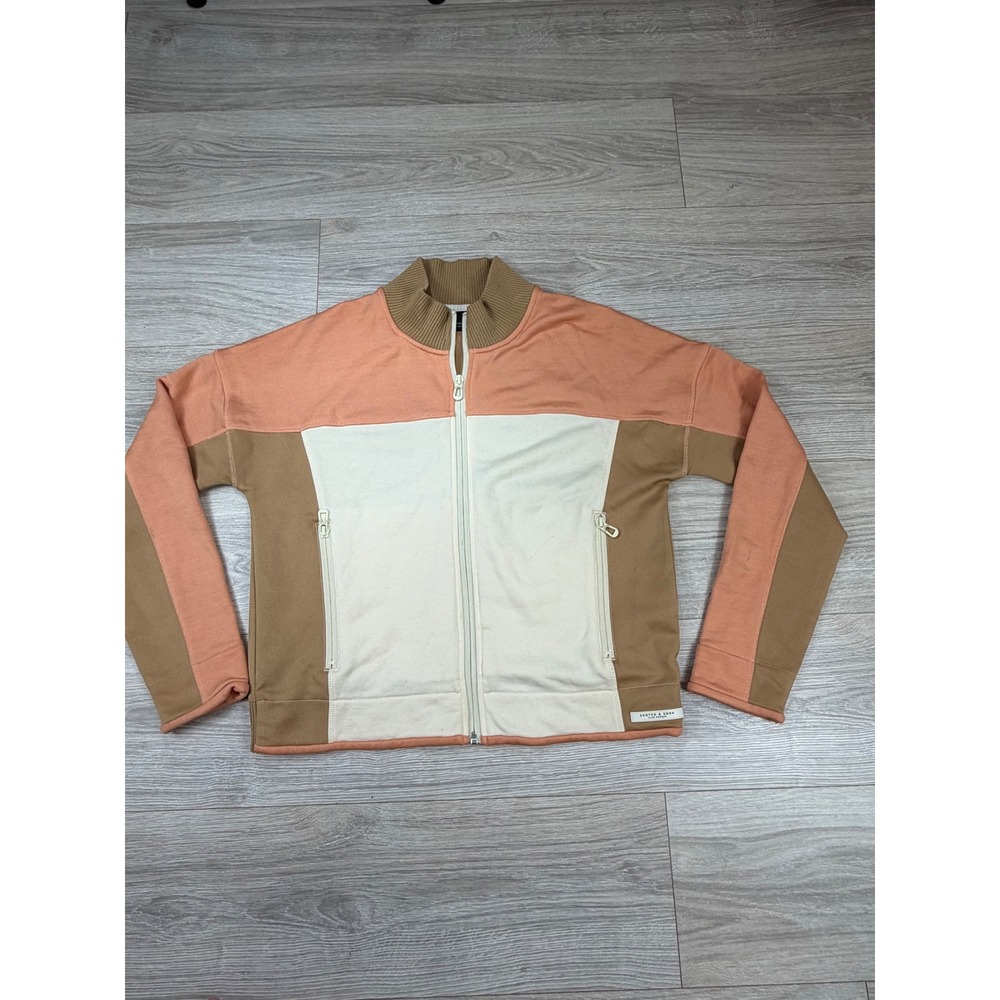 Scotch & Soda Maison Scotch Women Track Jacket Peach Tan Colorblock Zip L 157585